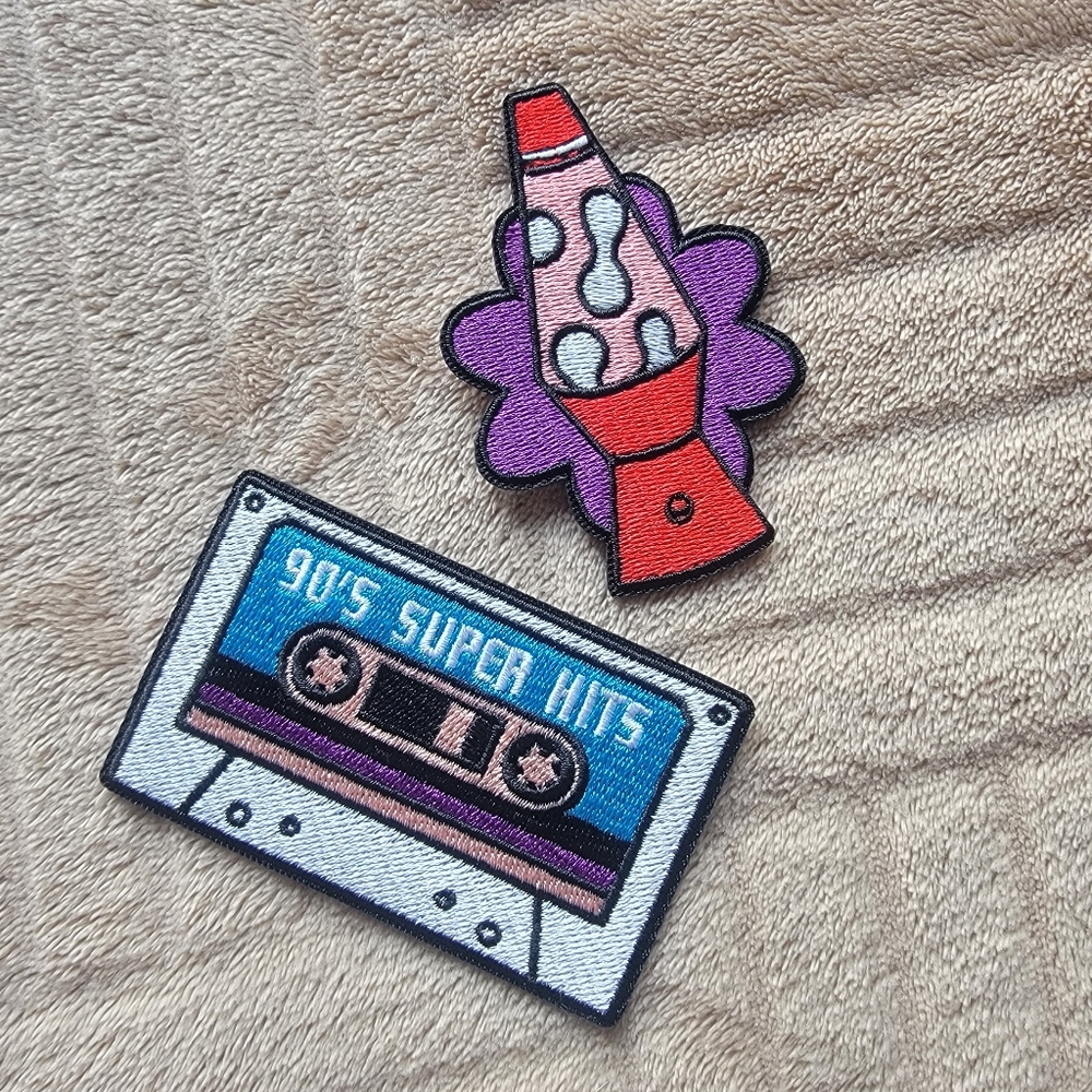 Vintage Lava Lamp and Cassette Iron On Patch